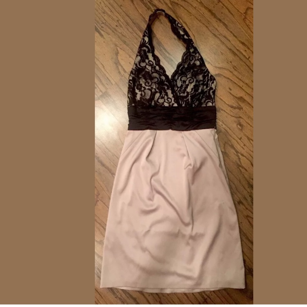 BCBG Paris Black Lace Halter Top Dress Size 2